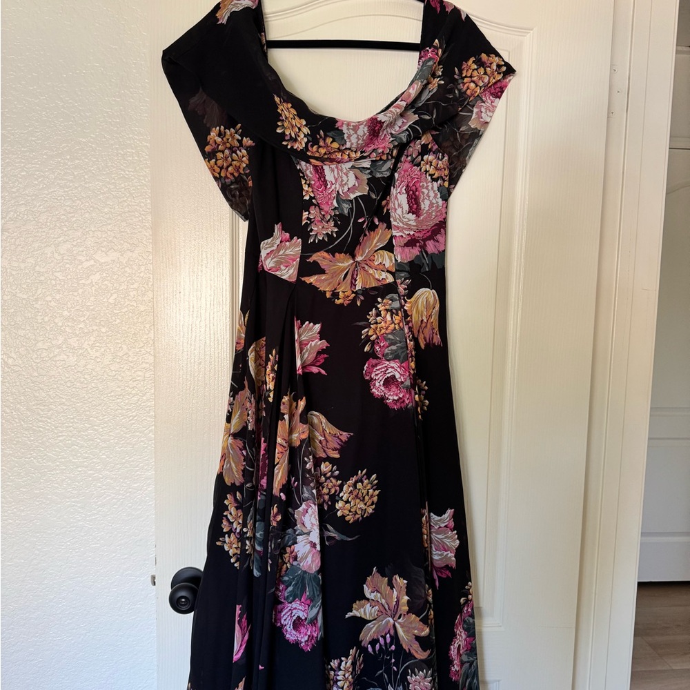 ASOS Elegant Floral Dress with Flutter Cap Sleeves